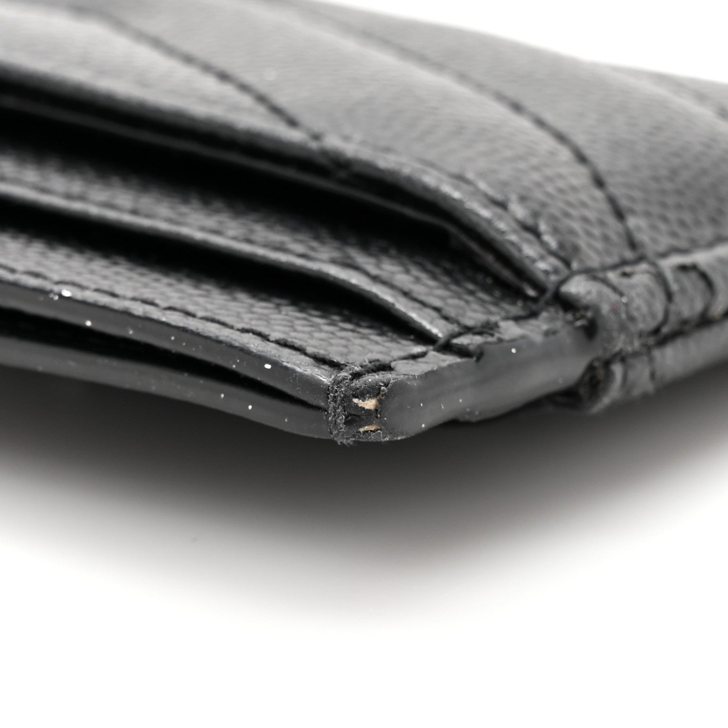 Saint Laurent Grain De Poudre Matelasse Chevron Monogram Credit Card Case Black 12 of 14