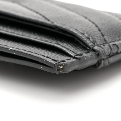 Saint Laurent Grain De Poudre Matelasse Chevron Monogram Credit Card Case Black 12 of 14