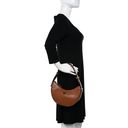 Prada Soft Calfskin Arque Shoulder Bag Cognac 2 of 11