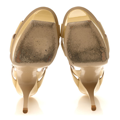 Saint Laurent Patent Calfskin Tribute 75 Platform Sandals 37.5 Nude Powder 6 of 10