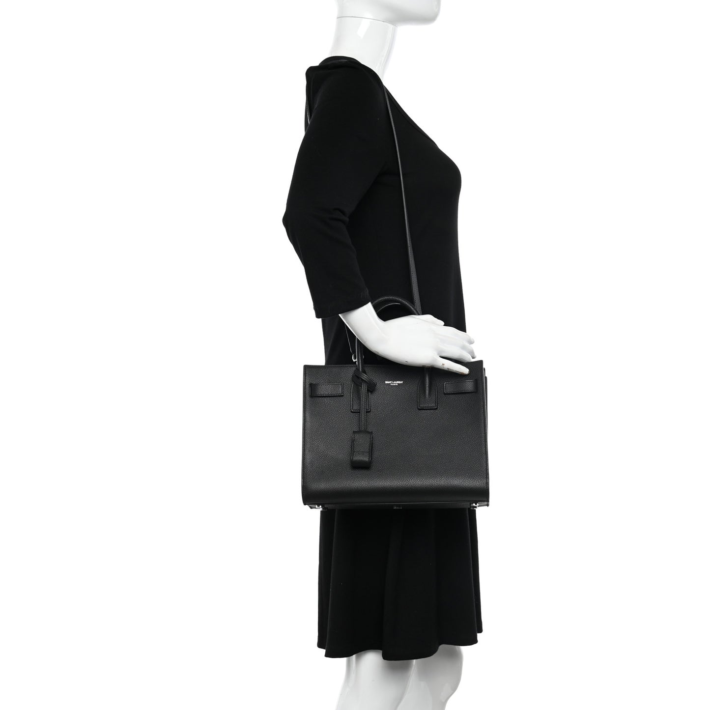 Grained Calfskin Baby Sac De Jour Black