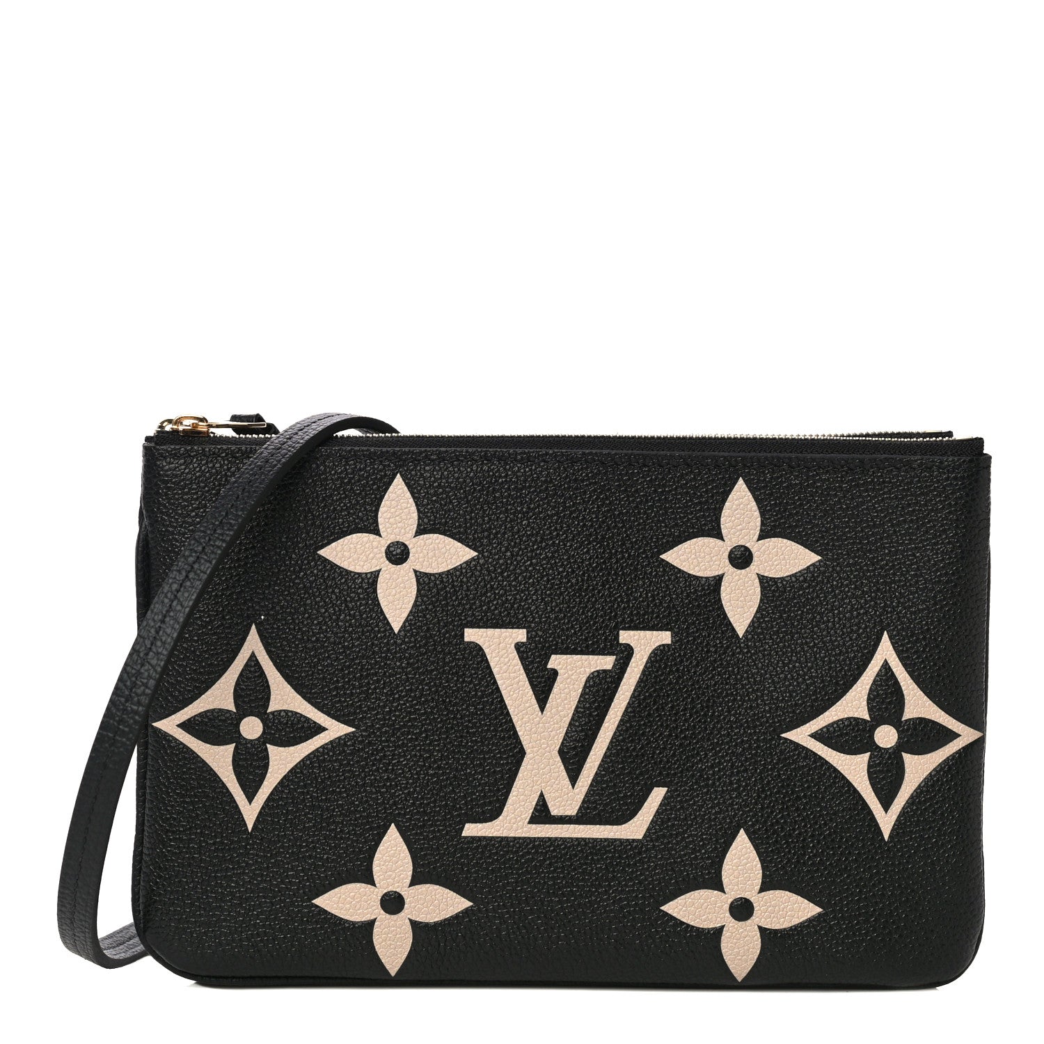 Louis Vuitton Empreinte Monogram Giant Double Zip Pochette Black Cream 1 of 11