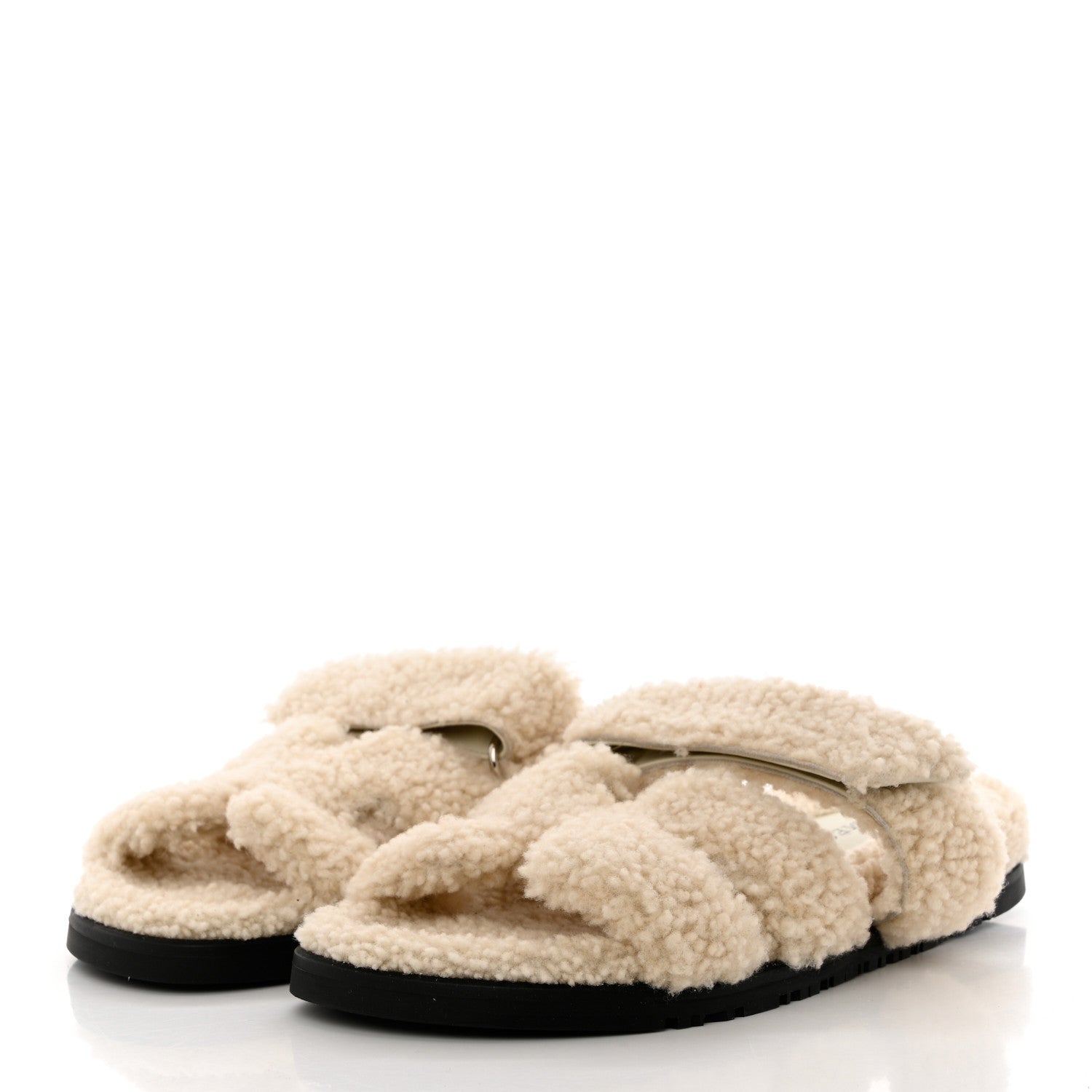 Hermes Woolskin Womens Chypre Sandals 36 Ecru 3 of 9