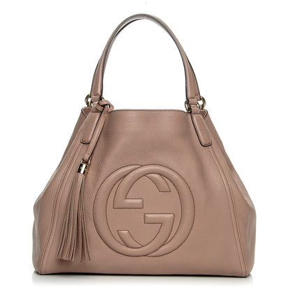 Gucci Pebbled Calfskin Medium Soho Shoulder Bag Camelia 1 of 8