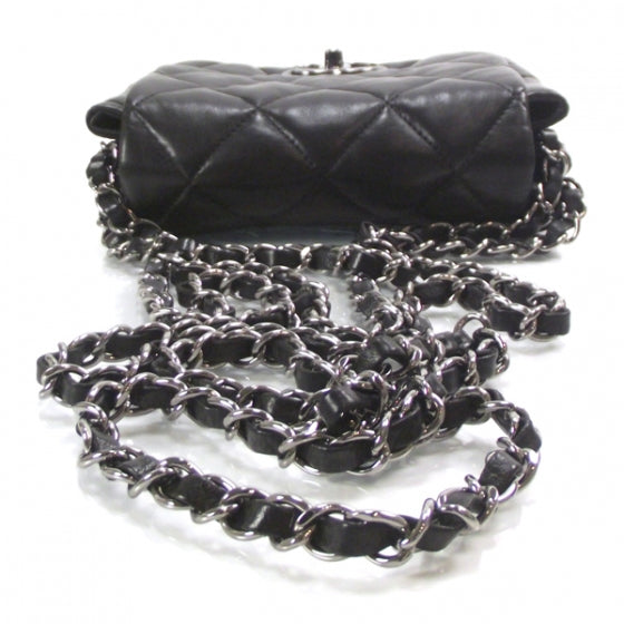 Lambskin Quilted 3 Flap Black