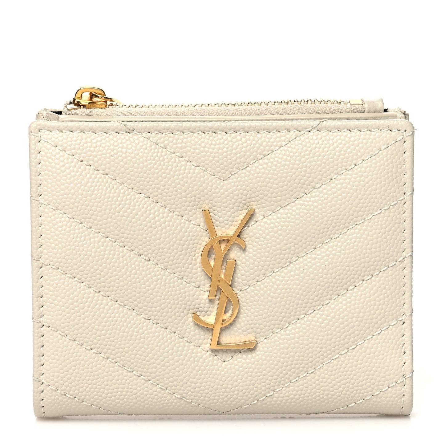 Grain De Poudre Matelasse Chevron Monogram Zipped Card Case Crema Soft