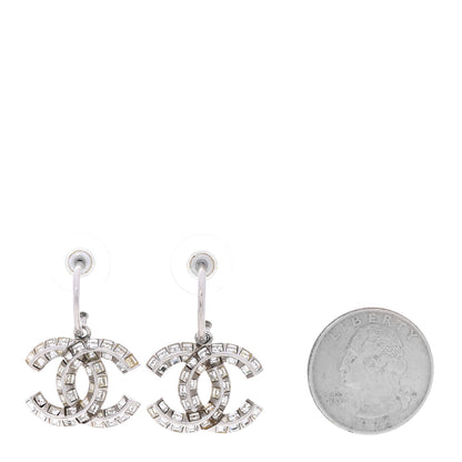 Chanel Baguette Crystal CC Drop Earrings Silver 2 of 4