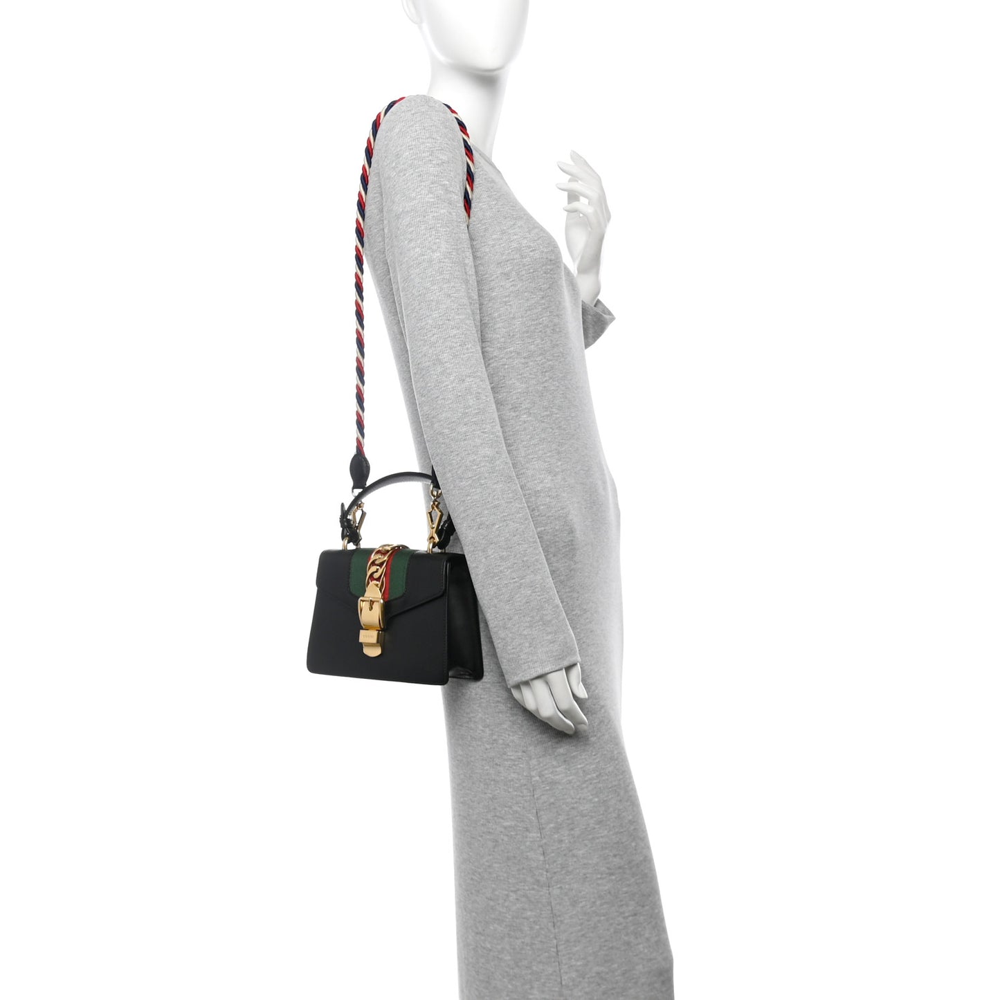 Calfskin Mini Sylvie Top Handle Bag Black