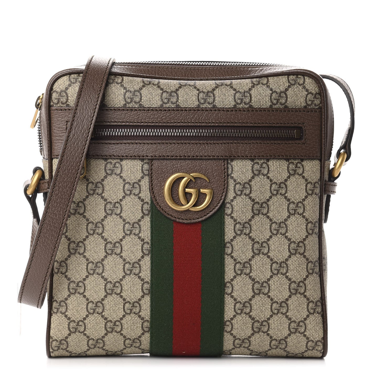 GG Supreme Monogram Web Small Ophidia Messenger Bag Brown