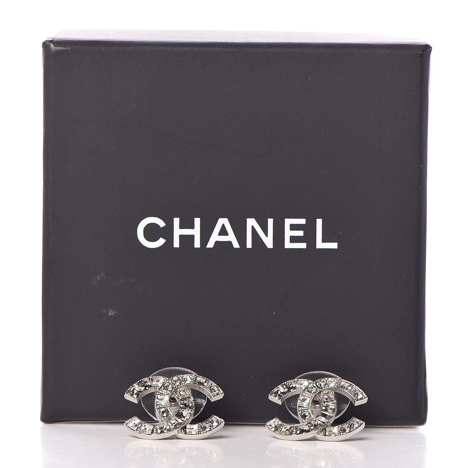Chanel Baguette Crystal CC Earrings Silver 5 of 5