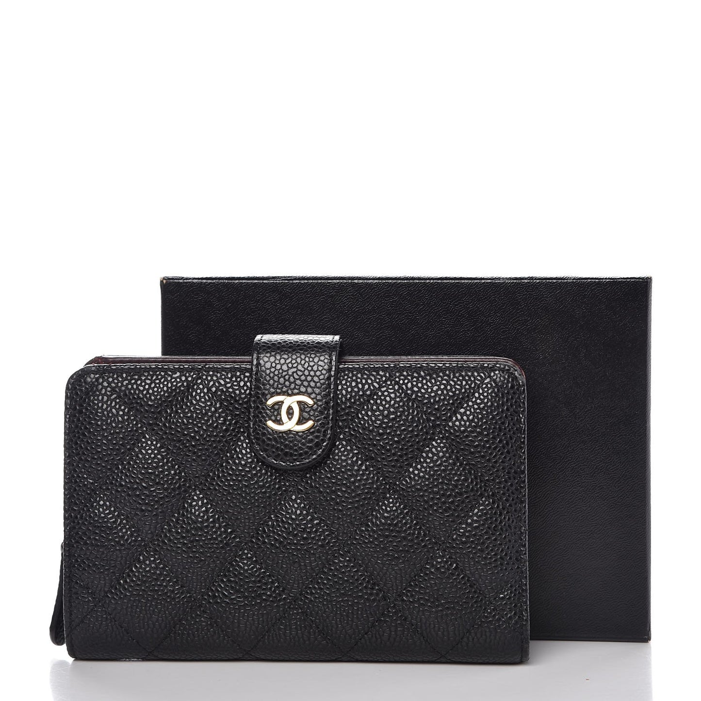 Caviar Quilted Zipped Pocket Wallet Black