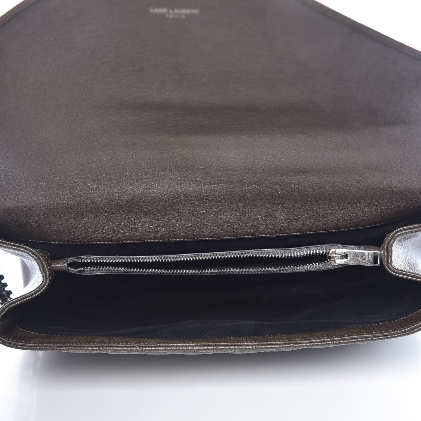 Sheepskin Matelasse Chevron Monogram Large College Satchel Dark Brown