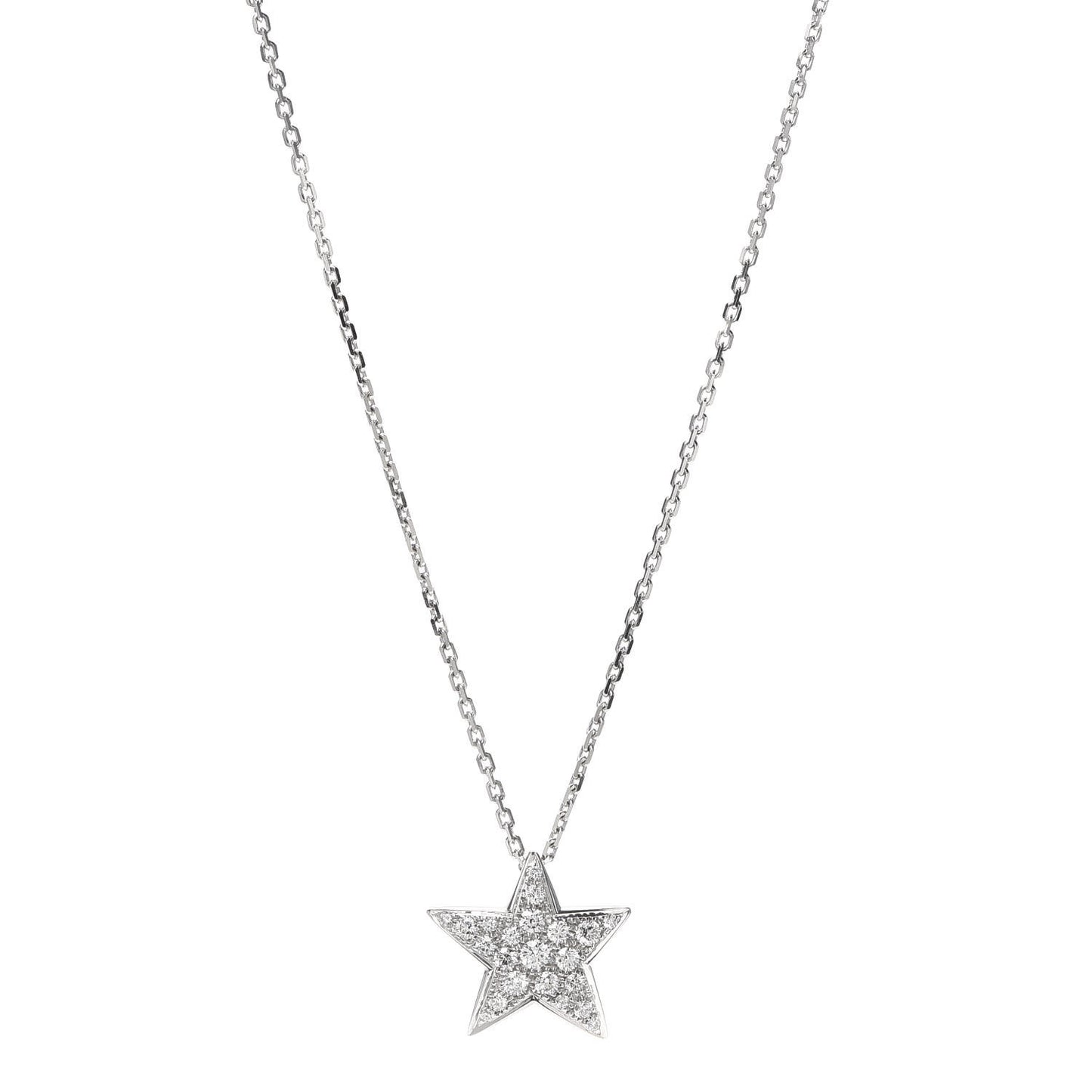 18K White Gold Diamond Large Comete Geode Pendant Necklace