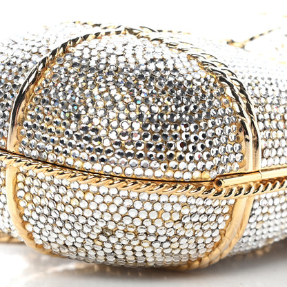 Judith Leiber Swarovski Crystal Minaudiere Clutch Gold Silver 7 of 9