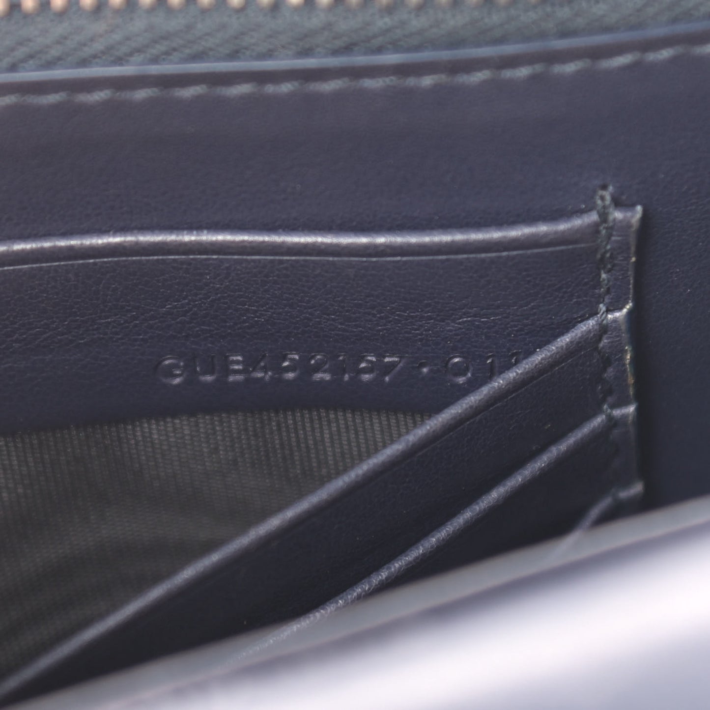 Calfskin Crocodile Embossed Monogram Sunset Chain Wallet Navy