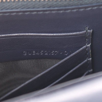 Saint Laurent Calfskin Crocodile Embossed Monogram Sunset Chain Wallet Navy 11 of 13