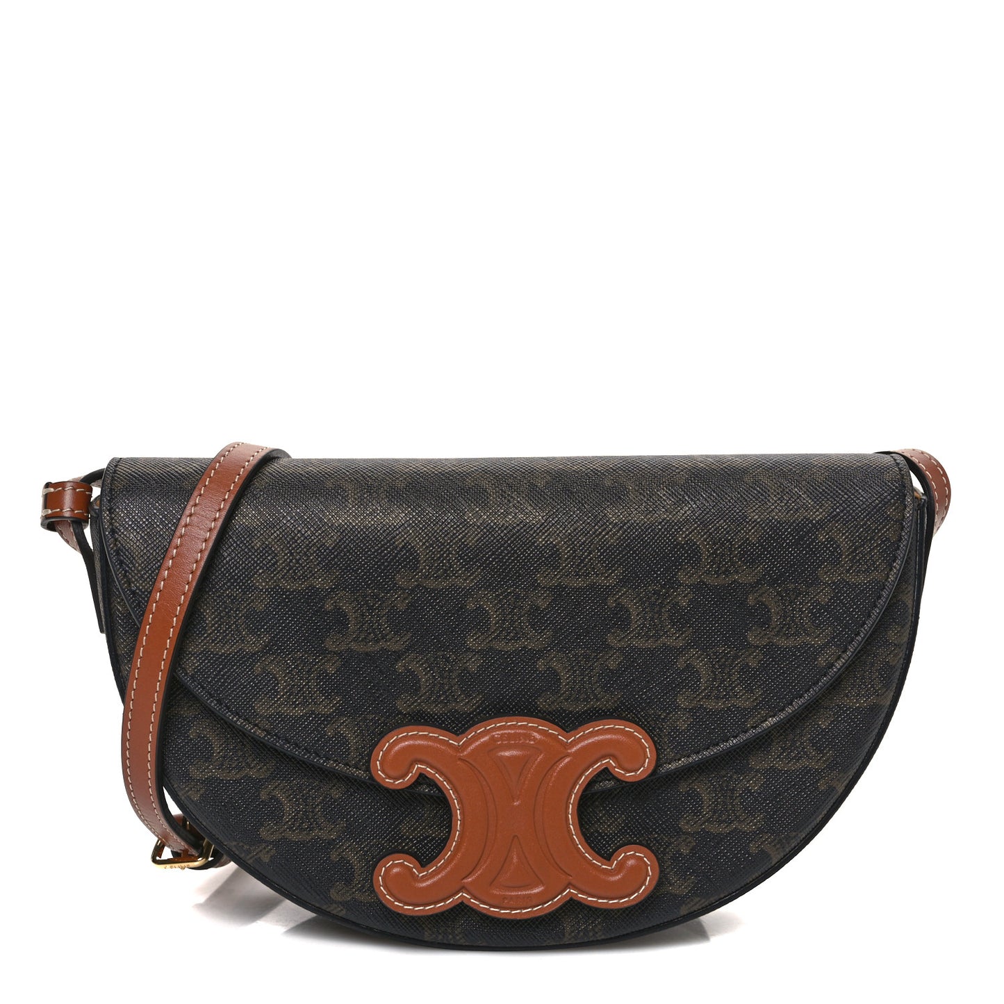 Calfskin Triomphe Canvas Besace Tan