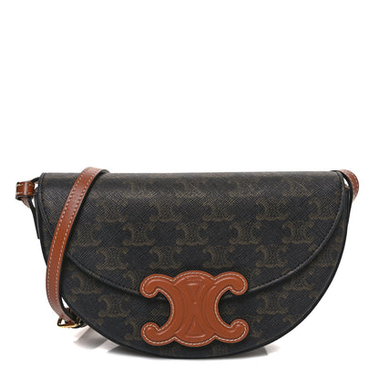 Celine Calfskin Triomphe Canvas Besace Tan 1 of 10