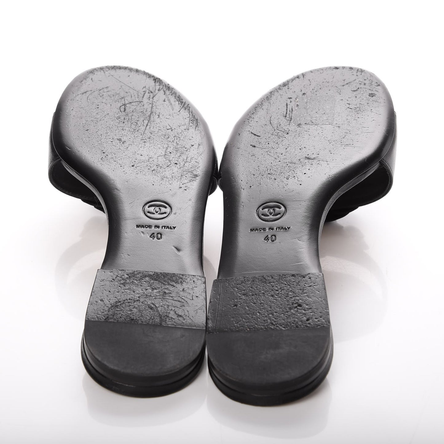 Calfskin Cork Camellia Sandals 40 Black