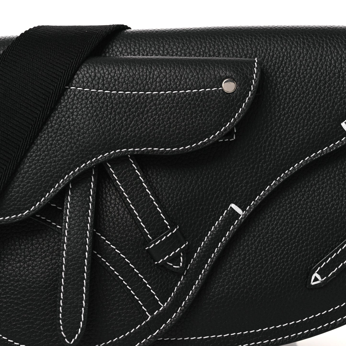 X KAWS Grained Calfskin Saddle Pouch Black