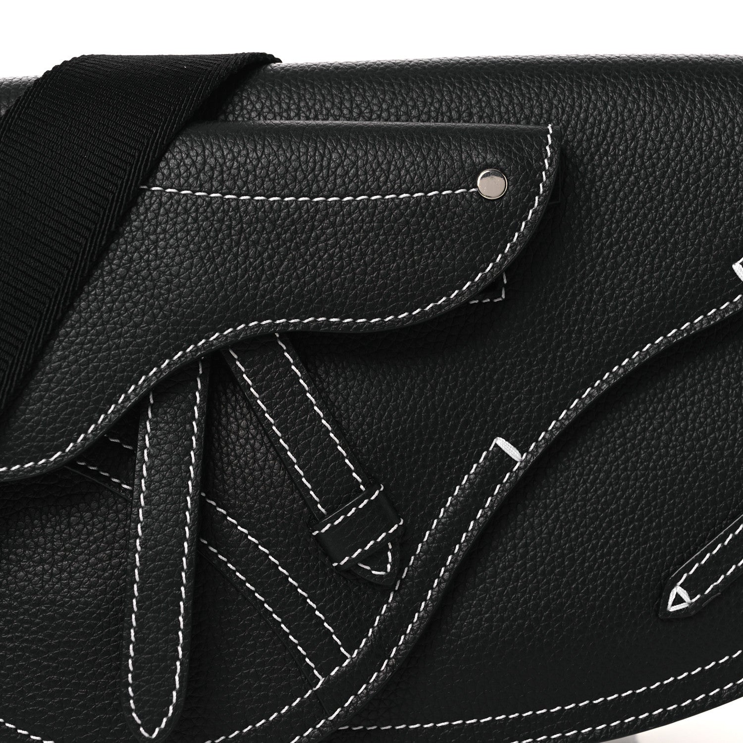 Christian Dior X KAWS Grained Calfskin Saddle Pouch Black 8 of 11