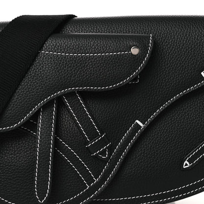 Christian Dior X KAWS Grained Calfskin Saddle Pouch Black 8 of 11