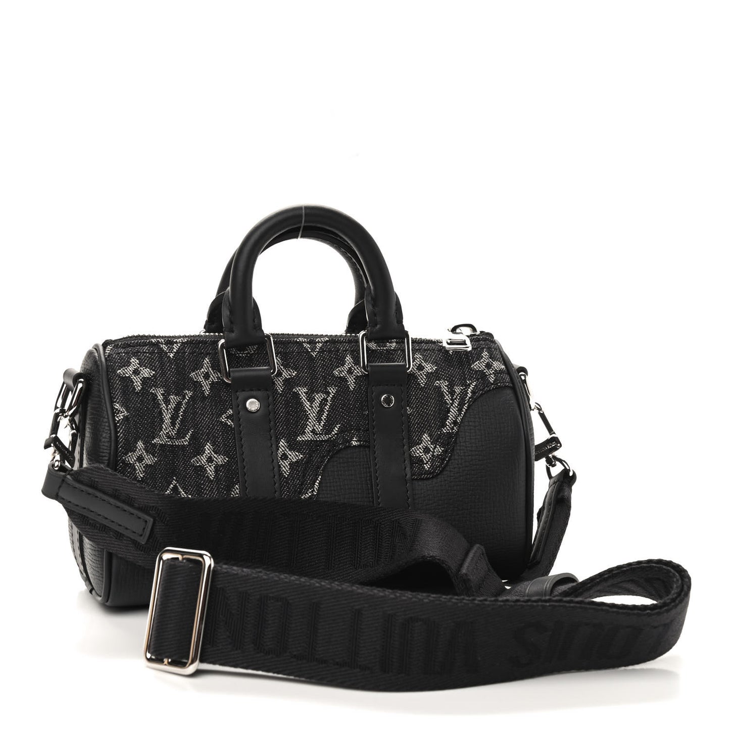 X NIGO Taurillon Monogram Denim Drip Keepall XS Black