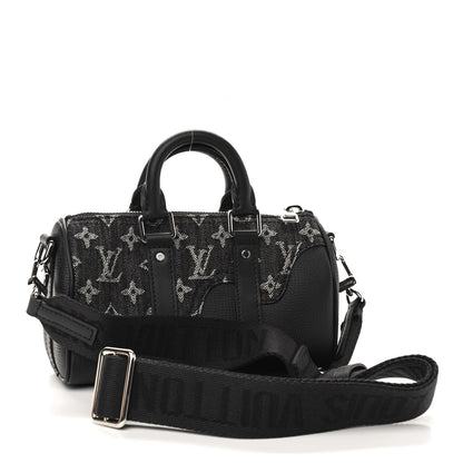 Louis Vuitton X NIGO Taurillon Monogram Denim Drip Keepall XS Black 3 of 8