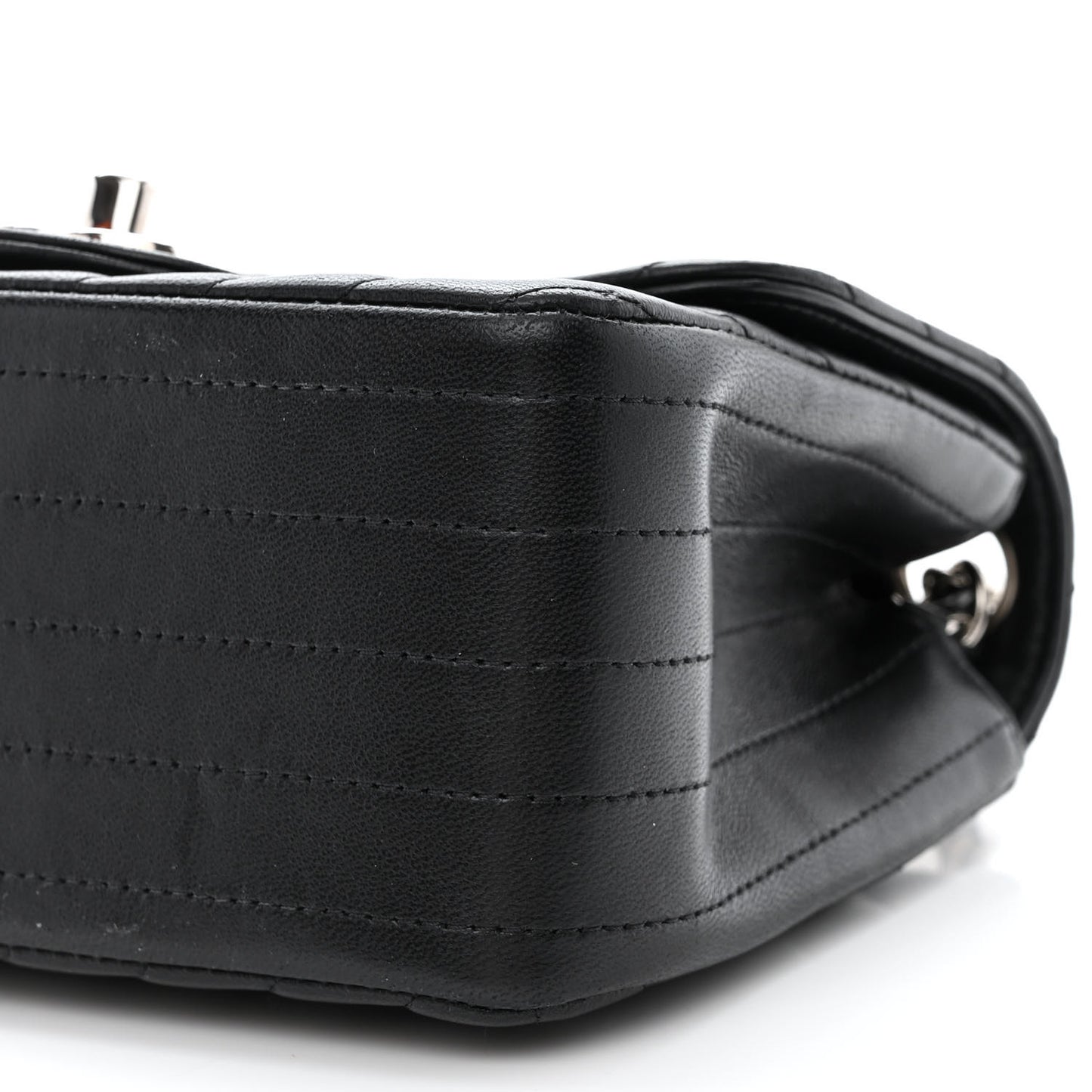 Lambskin Chevron Quilted Mini Square Flap Black