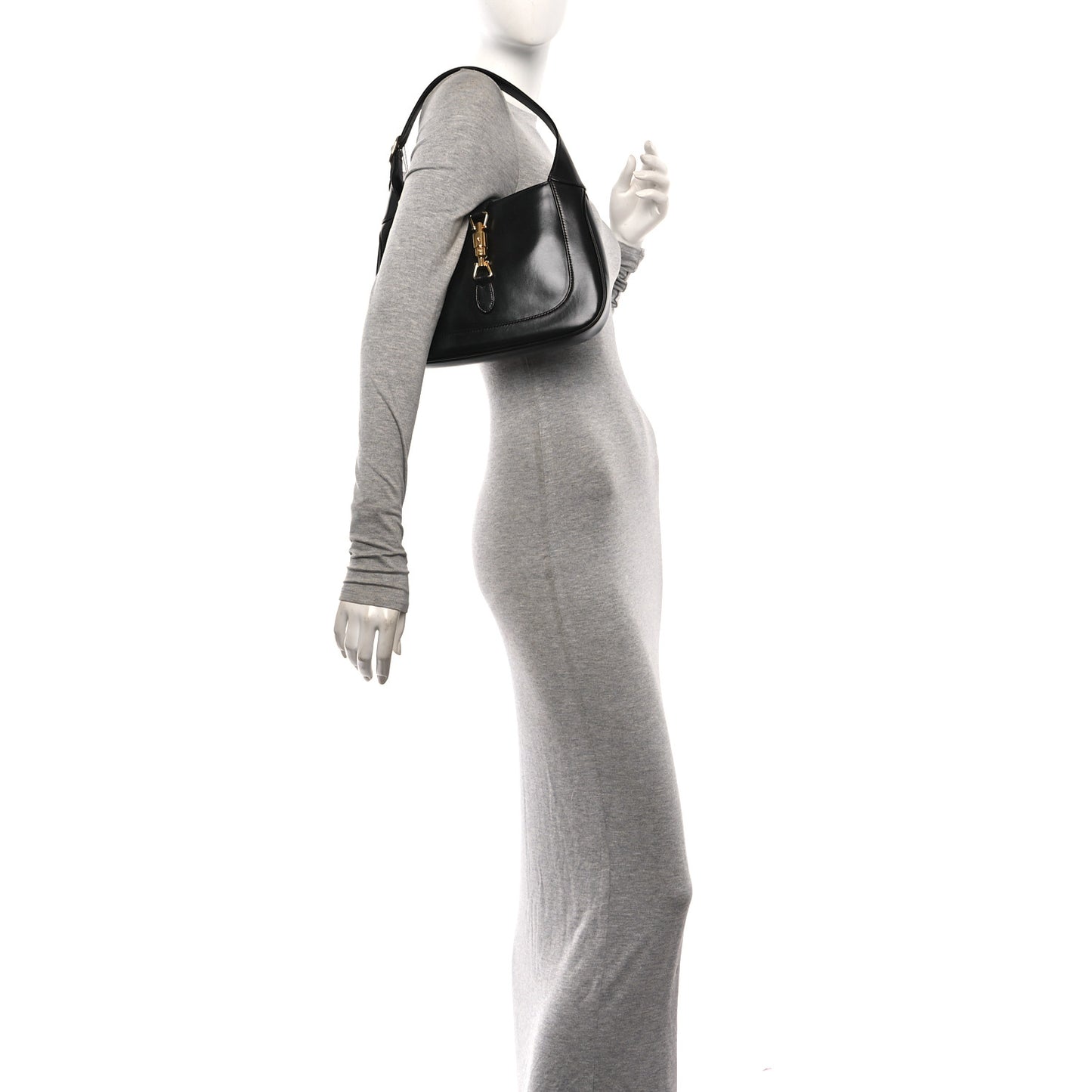 Boarded Dyana Lux Calfskin Small Jackie 1961 Hobo Black