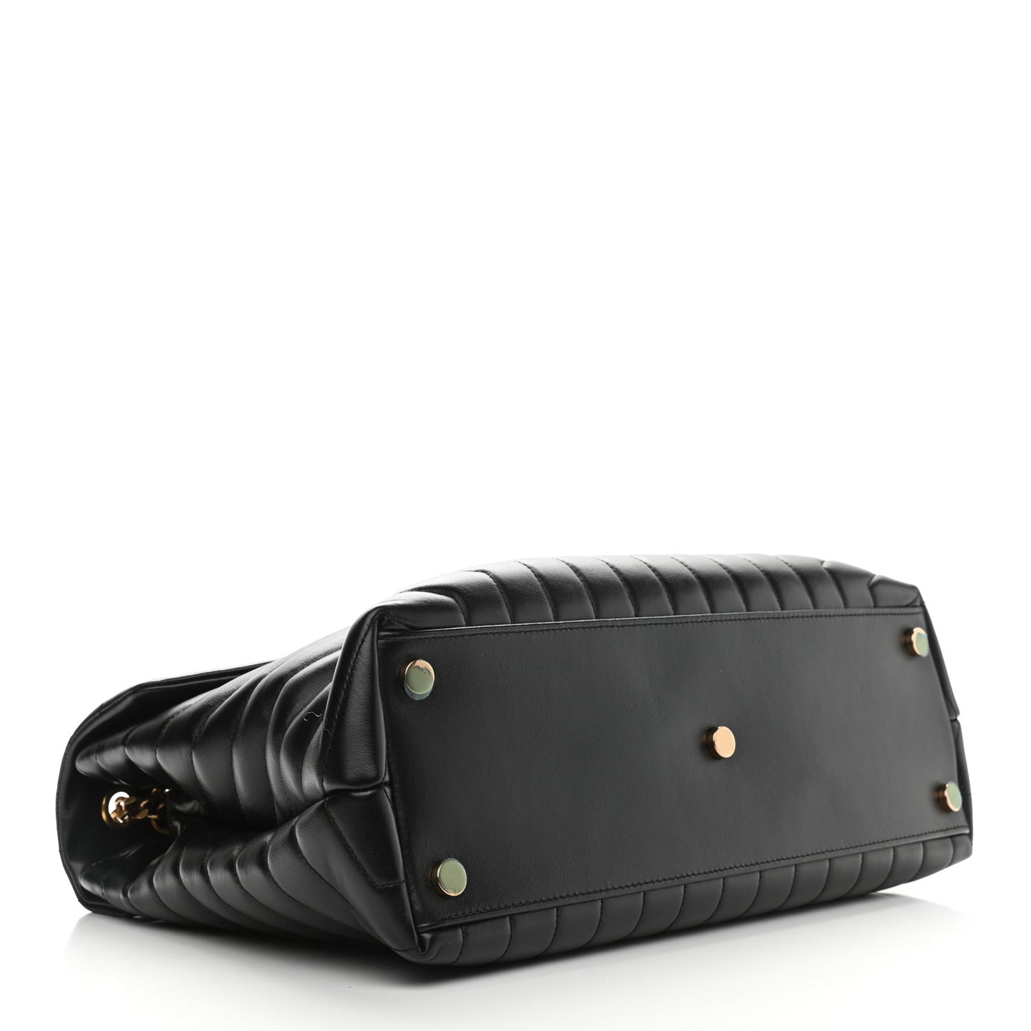 Calfskin Y Quilted Monogram Large Loulou Chain Satchel Black