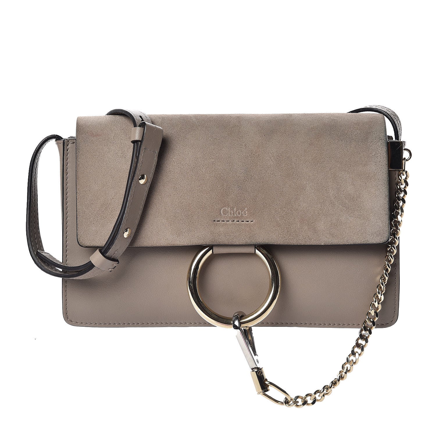 Chloe Suede Calfskin Small Faye Shoulder Bag Motty Grey 1 of 17
