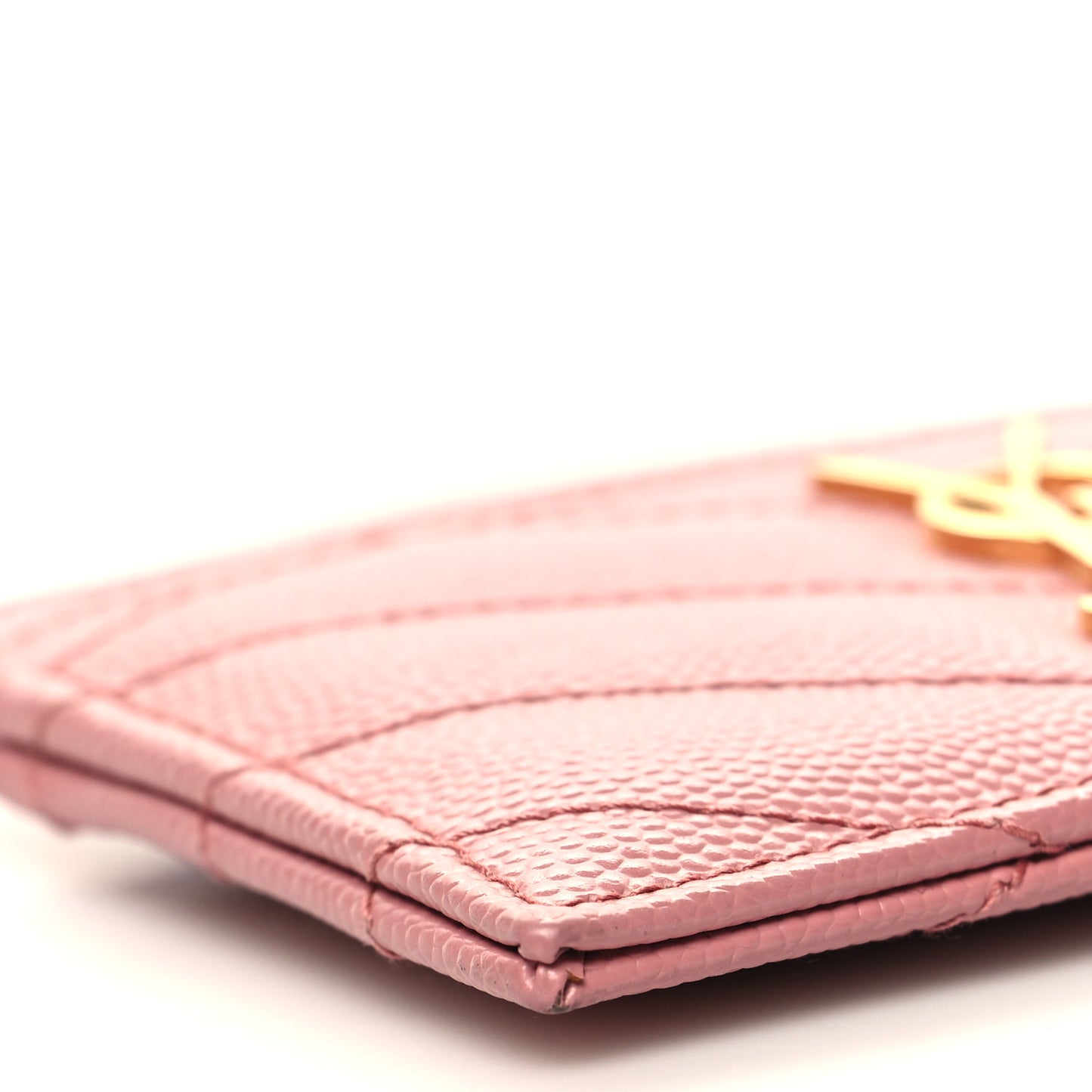 Grain De Poudre Matelasse Chevron Monogram Credit Card Case Dark Rose
