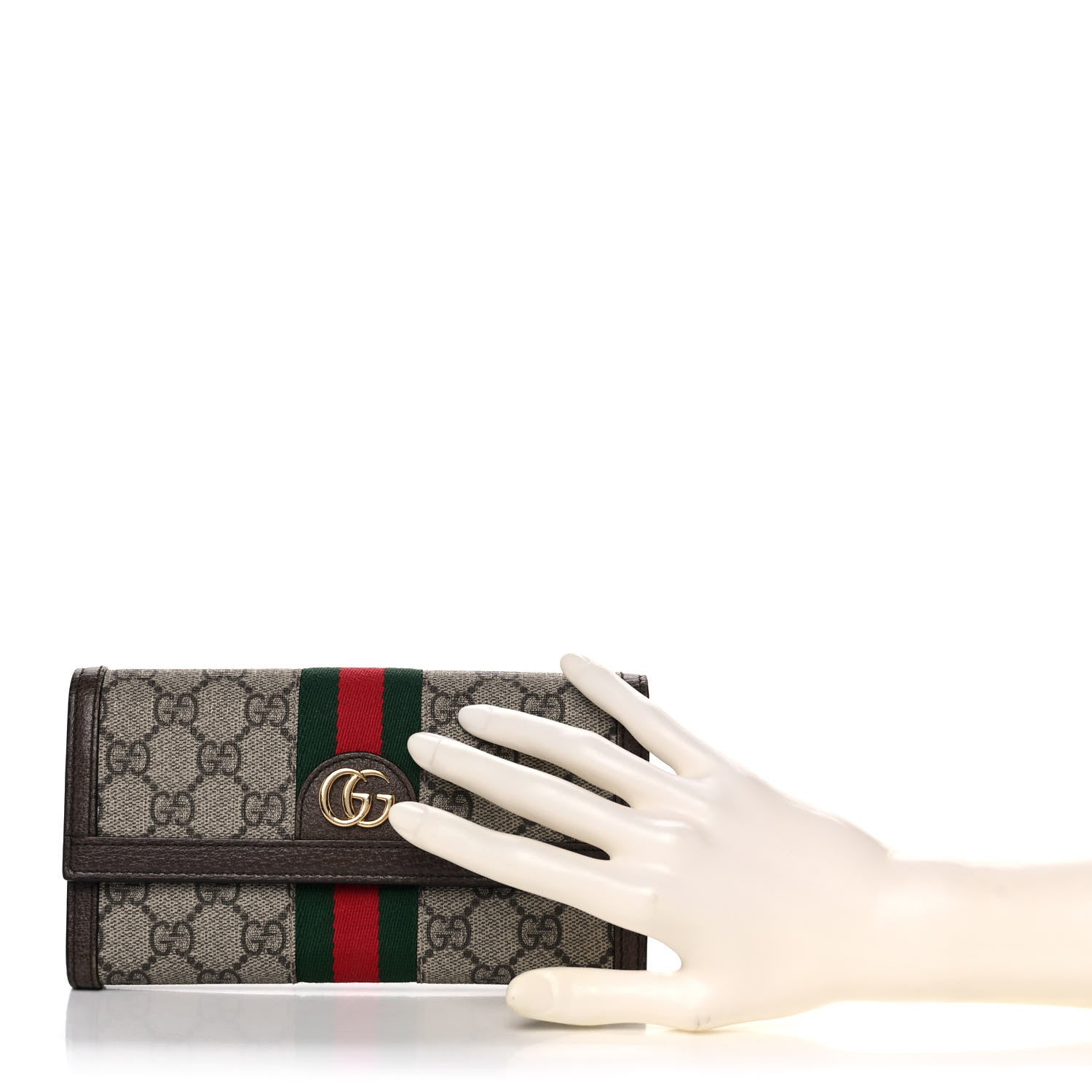 Gucci GG Supreme Monogram Web Ophidia Continental Wallet Brown 2 of 13