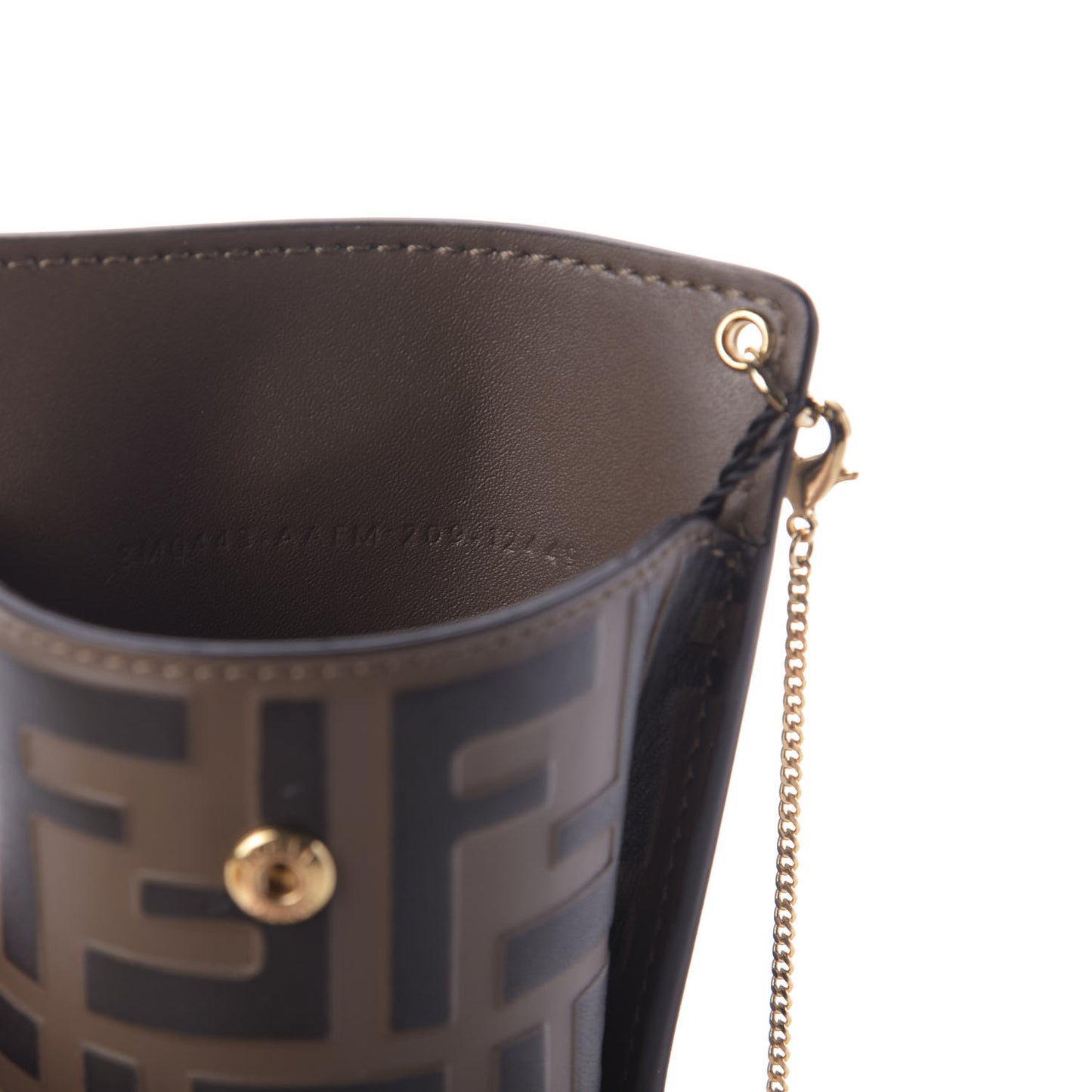 Vitello Soft F is Fendi Bi-Color FF 1974 Embossed Phone Pouch Maya Black