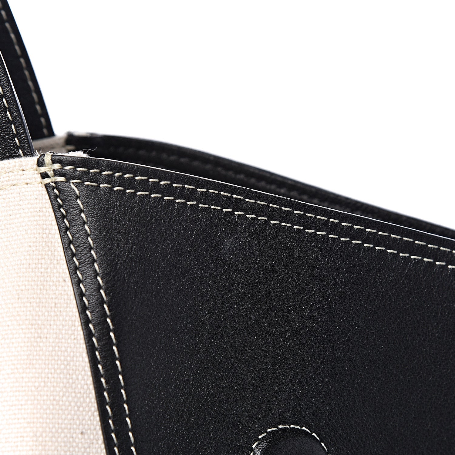 Celine Canvas Smooth Calfskin Frame Tote Black White 11 of 18