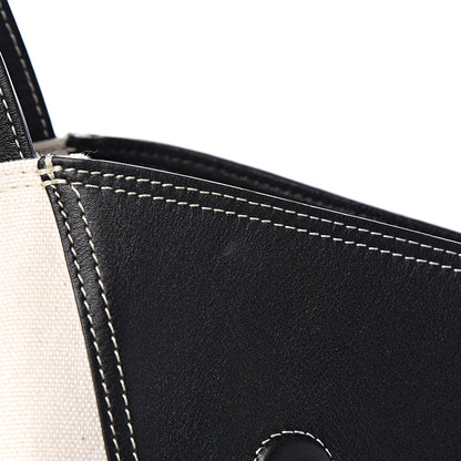 Celine Canvas Smooth Calfskin Frame Tote Black White 11 of 18