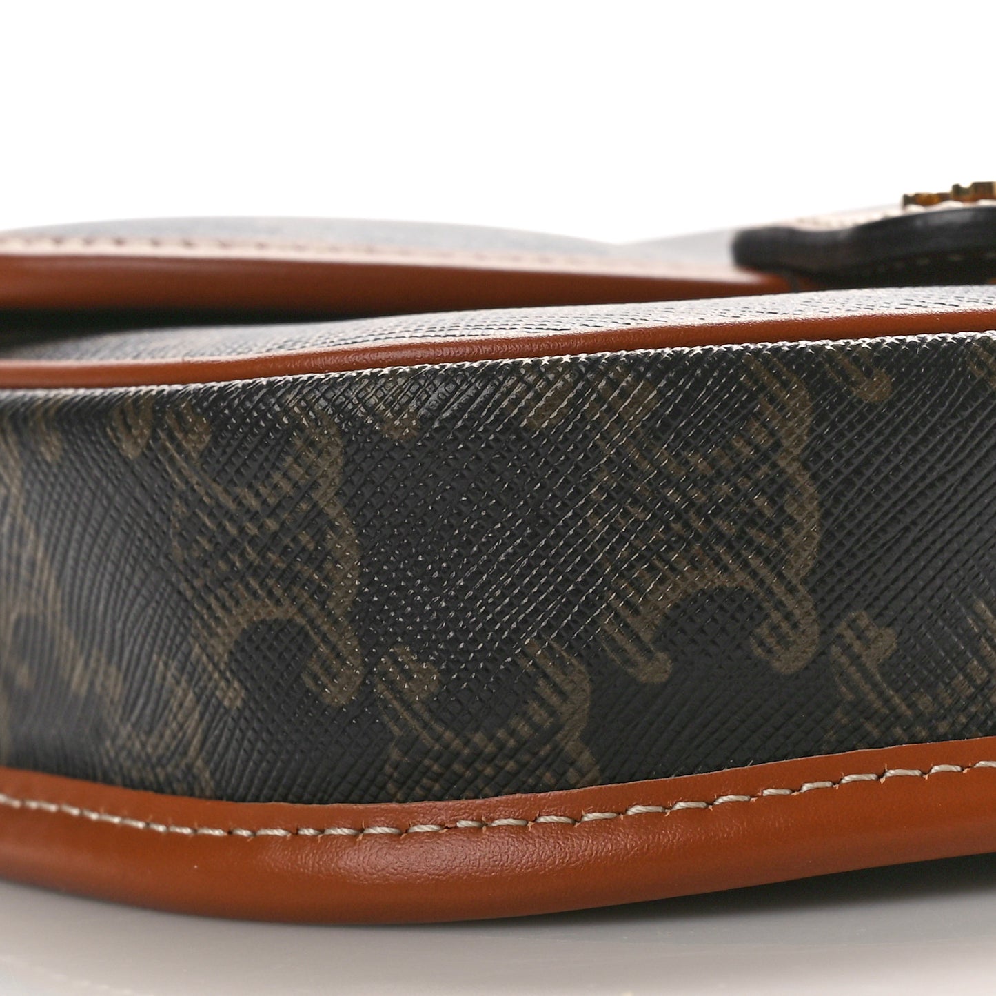 Canvas Calfskin Triomphe Mini Besace Tan