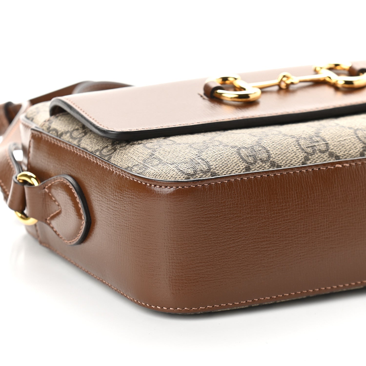 Gucci GG Supreme Monogram Small Horsebit 1955 Shoulder Bag Beige Brown Sugar 8 of 9