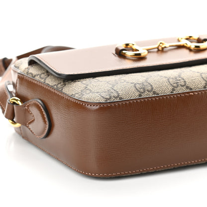Gucci GG Supreme Monogram Small Horsebit 1955 Shoulder Bag Beige Brown Sugar 8 of 9