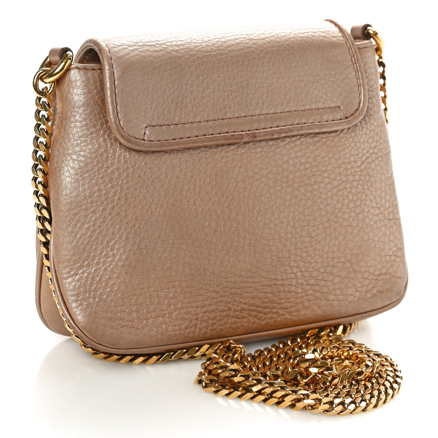 Gucci Pebbled Calfskin Small 1973 Chain Shoulder Bag Champagne 3 of 12