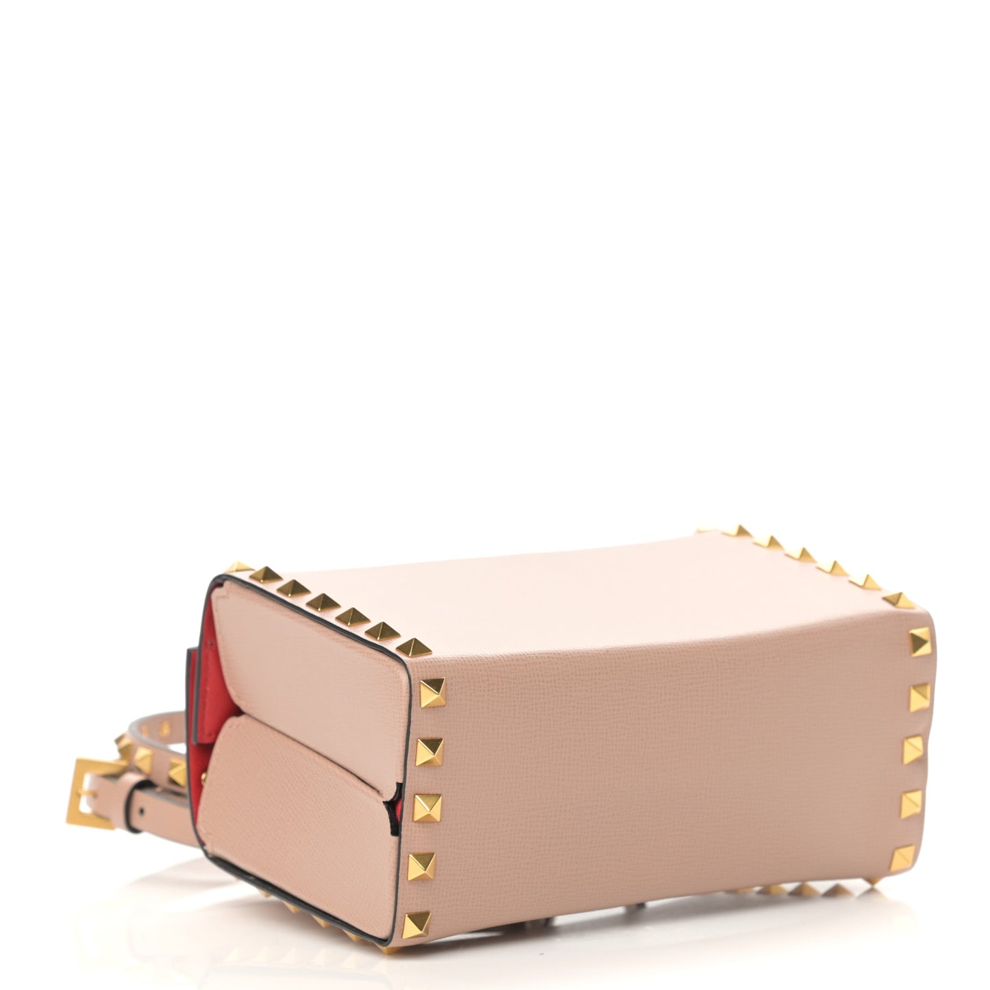 Grainy Calfskin Rockstud Alcove Box Top-Handle Bag Rose Cannelle