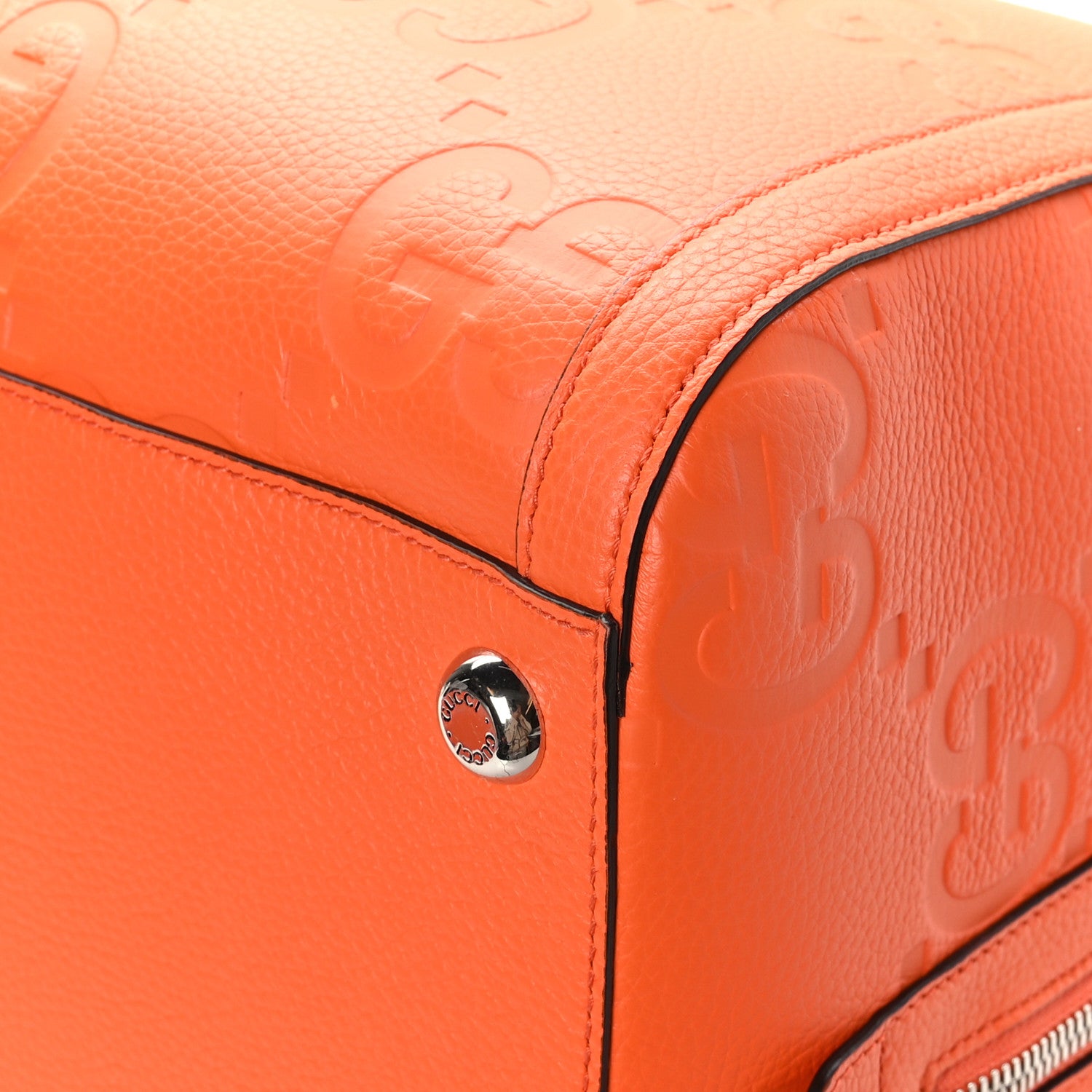 Gucci Piuma Calfskin Jumbo GG Embossed Large Duffle Bag Good Orange 8 of 10