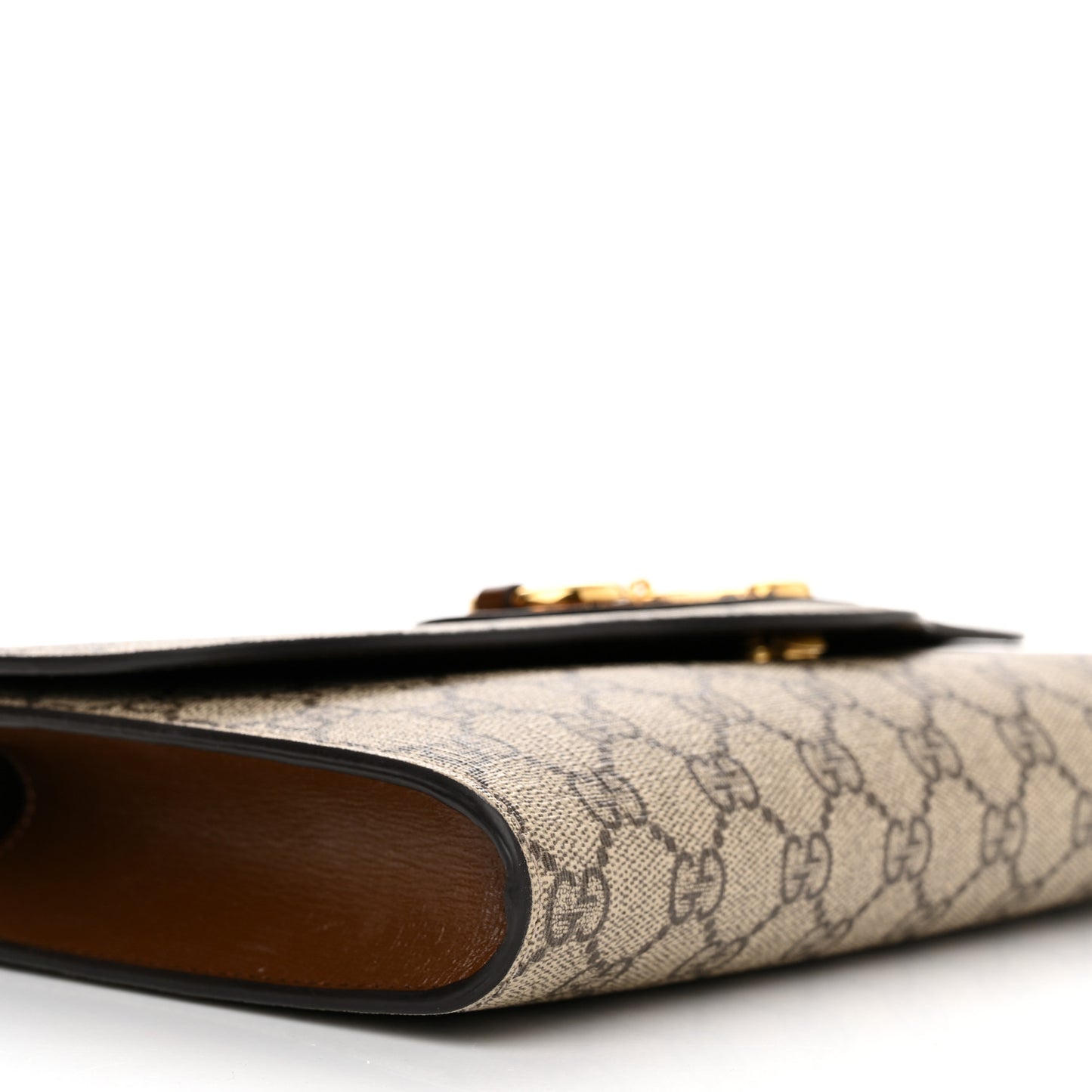 GG Supreme Monogram Azalea Calfskin Web Small Horsebit 1955 Crossbody Bag Beige Ebony Brown Sugar