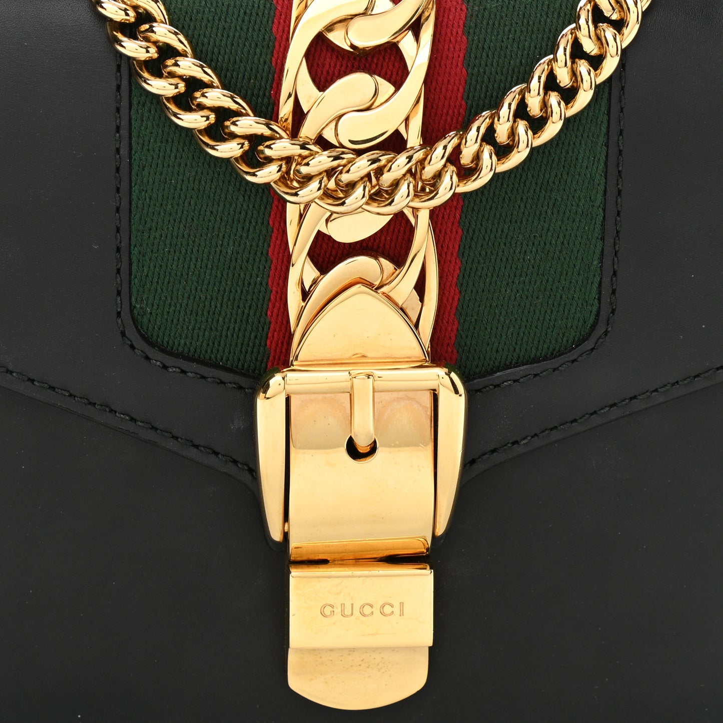 Calfskin Mini Sylvie Chain Shoulder Bag Black