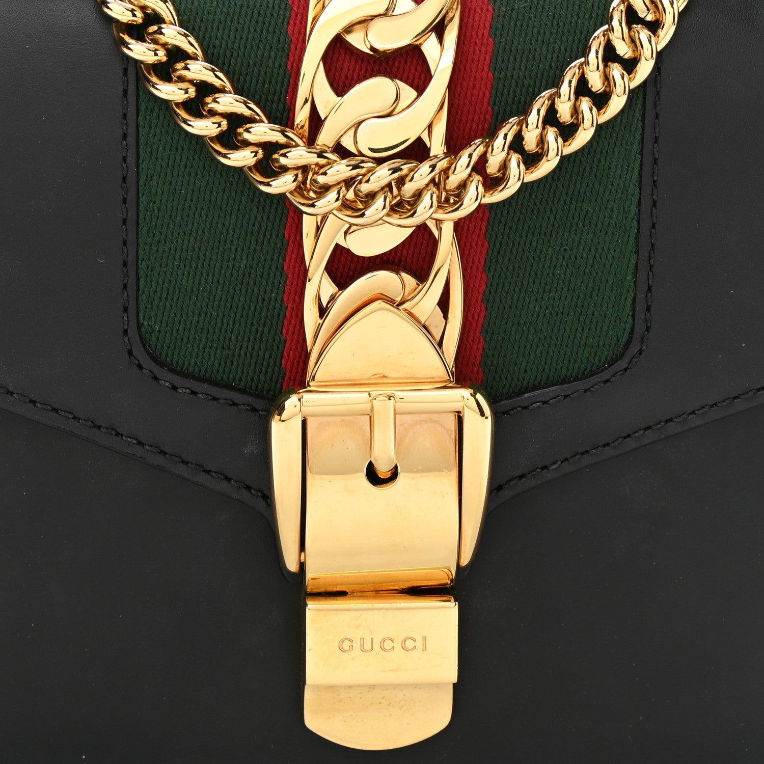 Gucci Calfskin Mini Sylvie Chain Shoulder Bag Black 8 of 14