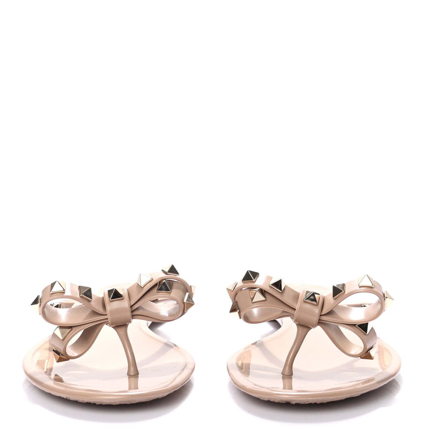 PVC Jelly Rockstud Bow Thong Sandals 41 Poudre