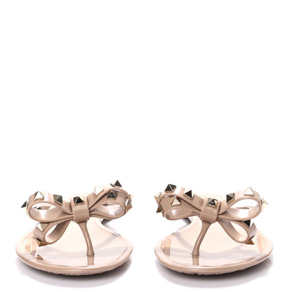 Valentino Garavani PVC Jelly Rockstud Bow Thong Sandals 41 Poudre 2 of 7