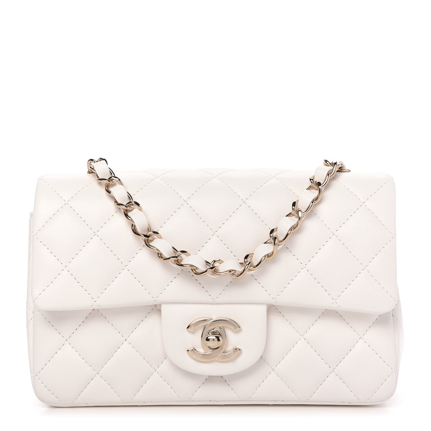 Chanel Lambskin Quilted Mini Rectangular Flap White 1 of 12
