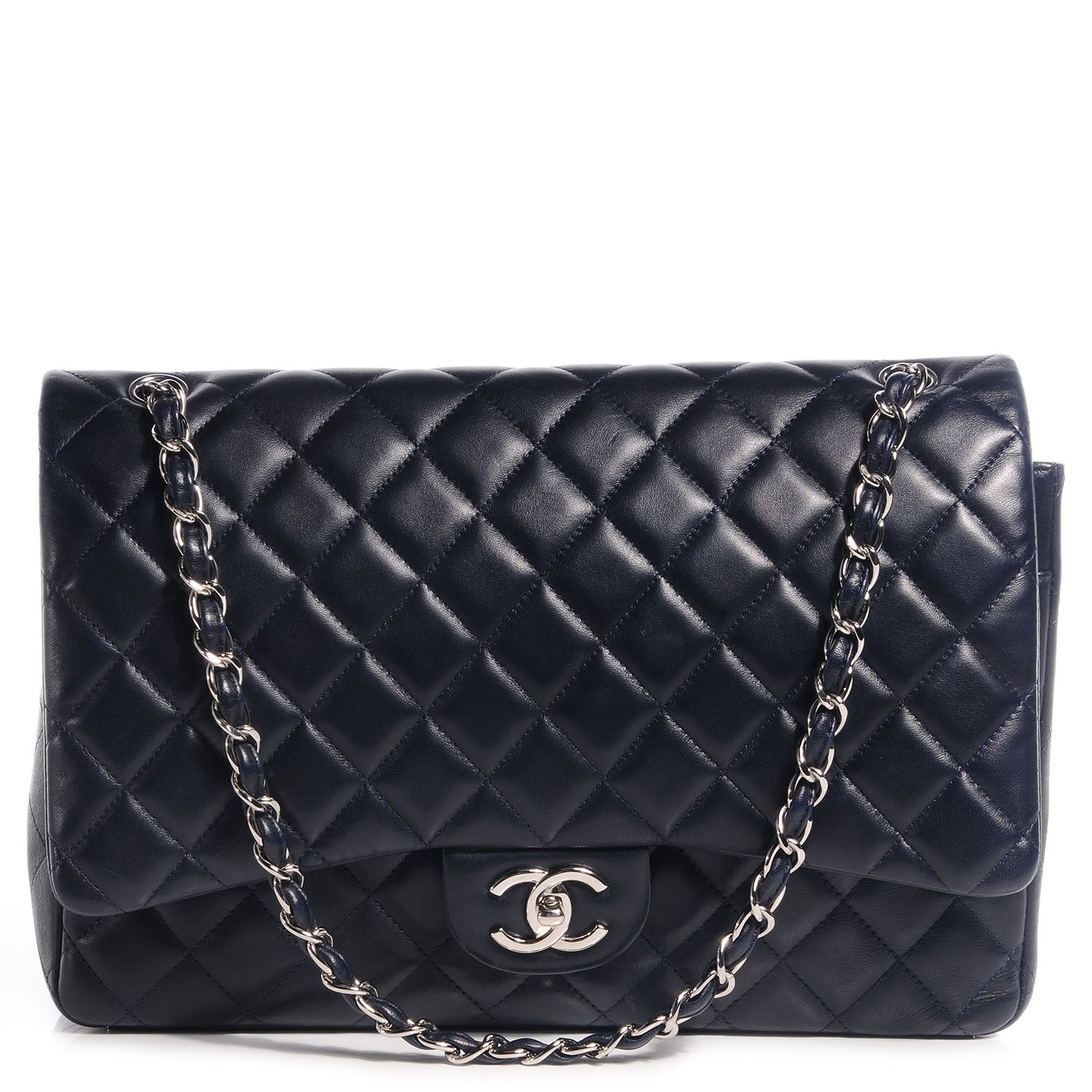 Chanel Lambskin Quilted Maxi Double Flap Navy 1 of 8